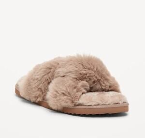 NWT Old Navy faux fur twist front slipper size 10